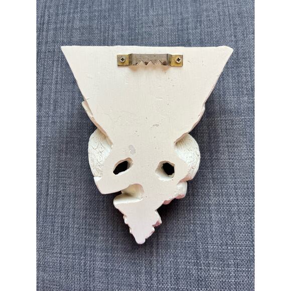 Vintage Wall Mounted Decor Resin Wall Pocket Cherub Angel Wings Cream - Picture 2 of 7